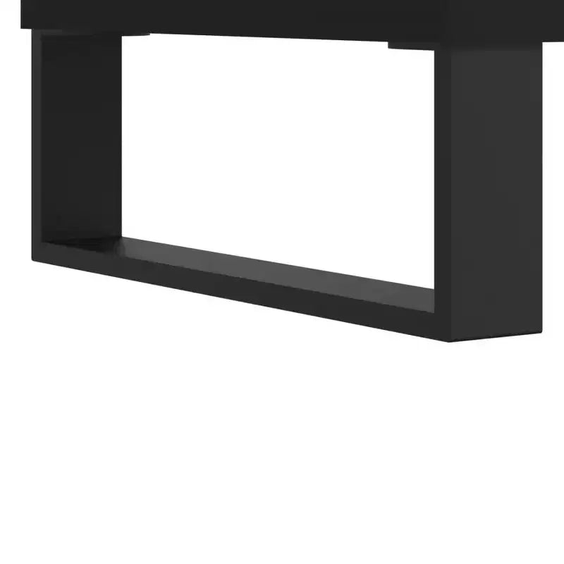Tavolino da Caffè Nero con Cassetto e Ripiano Aperto – Legno Ingegnerizzato, Gambe in Metallo, 50cm L x 90cm P x 36.5cm H