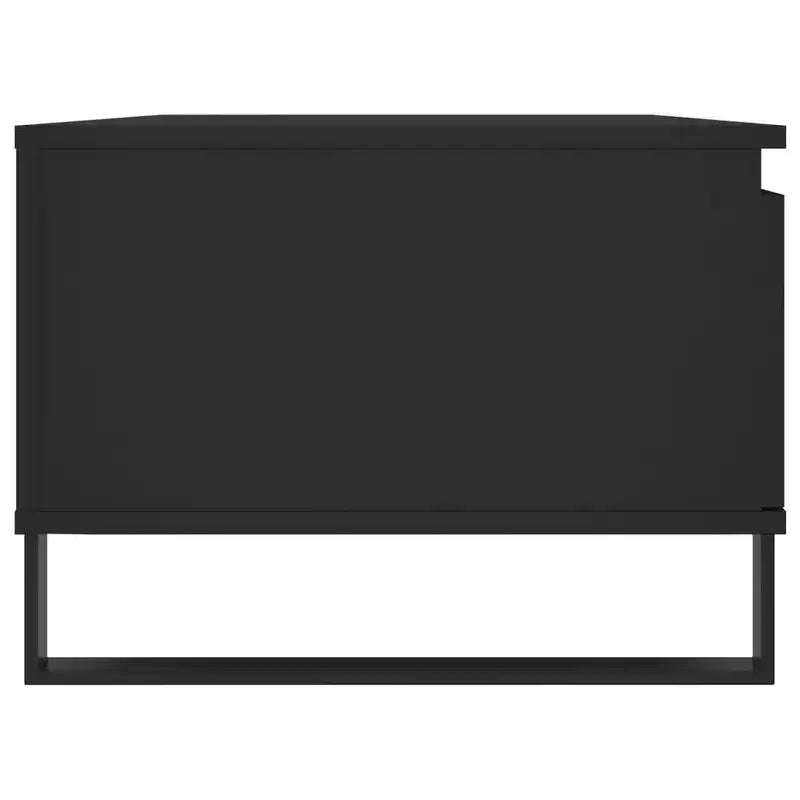 Tavolino da Caffè Nero con Cassetto e Ripiano Aperto – Legno Ingegnerizzato, Gambe in Metallo, 50cm L x 90cm P x 36.5cm H