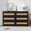 Acekool 6 Drawer Rattan Dresser, Slim Storage Chest for Bedroom, Living Room, Entryway