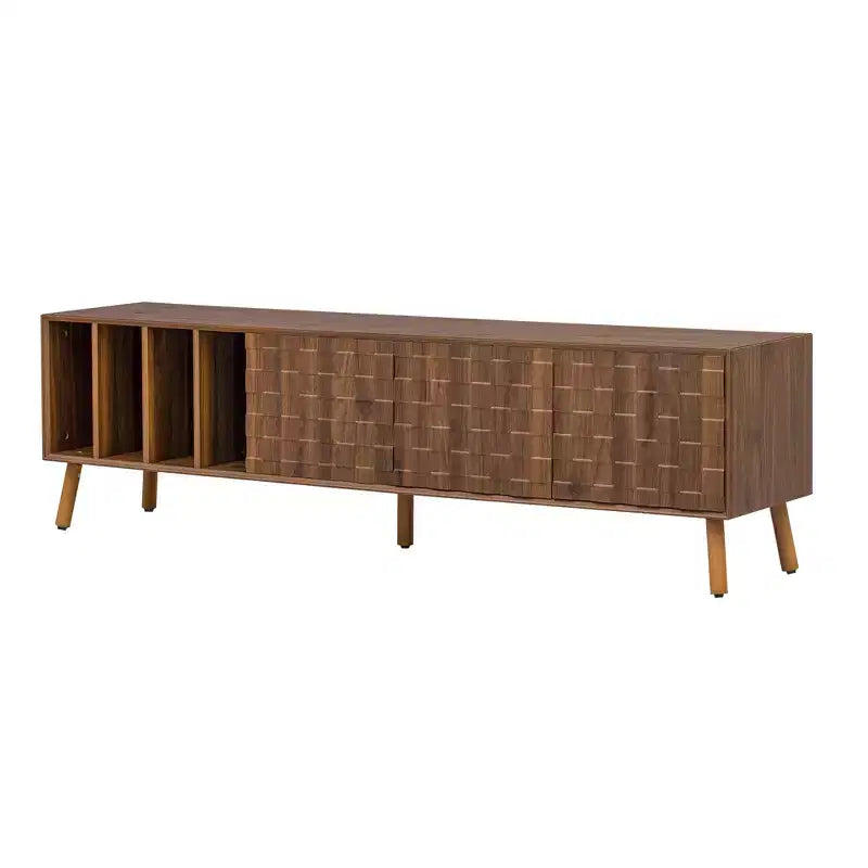 Mobile TV da 70" con gambe in legno massello e ante push-to-open – Struttura in MDF, 180 cm (L) x 40 cm (P) x 51 cm (H)