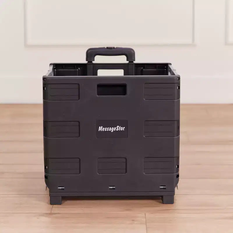 Carrello pieghevole con ruote multiuso – Plastica, manico regolabile, 45 cm L x 37 cm P x 98 cm H, nero