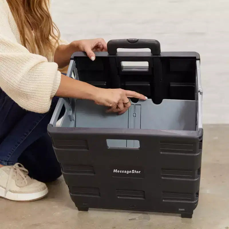 Carrello pieghevole con ruote multiuso – Plastica, manico regolabile, 45 cm L x 37 cm P x 98 cm H, nero