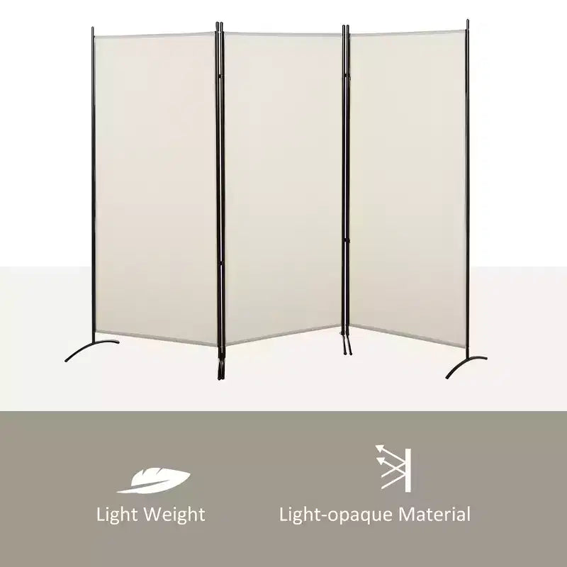 Divisorio Pieghevole a 3 Pannelli – Struttura in Acciaio Verniciato a Polvere, 99.5"L x 71.75"A