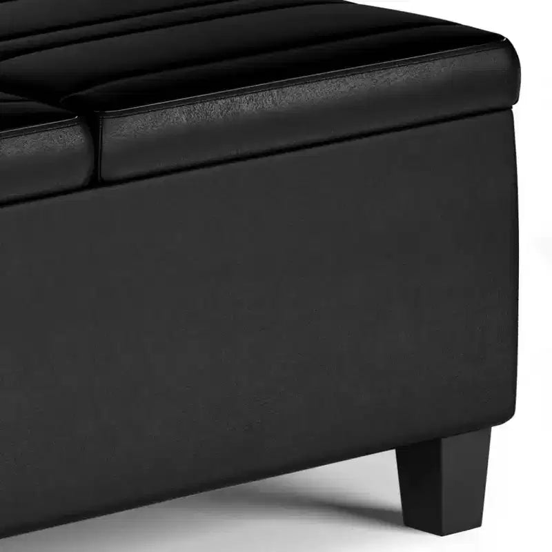 Pouf Contenitore con Piano Sollevabile e Superficie da Tavolino – Ecopelle, Struttura in Legno di Gomma, 91,4 cm L x 91,4 cm P x 41,9 cm H